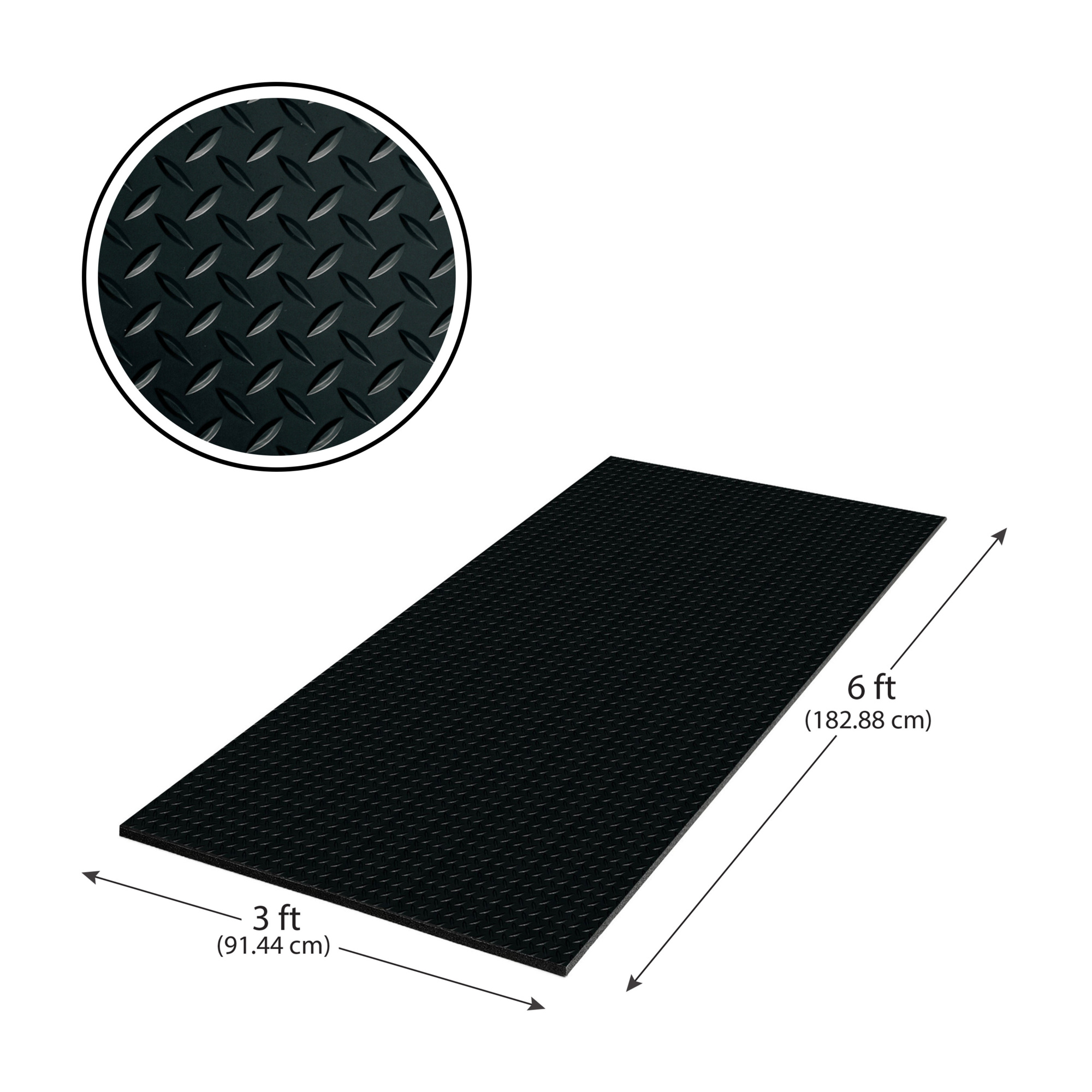 G-Floor Cushioned  Diamond Tread 3' x 6' - Midnight Black - Durable, Easy to Clean - AF58DT36MB